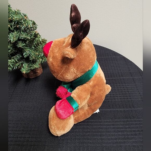 Christmas Reindeer Plush with Big Red Nose and bean bag bottom Holiday Decor - Picture 2 of 6